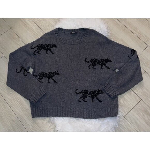 Rails Sweaters - Rails Perci Jungle Cat Cotton Cashmere Ash Gray Crewneck Knit Sweater Womens S